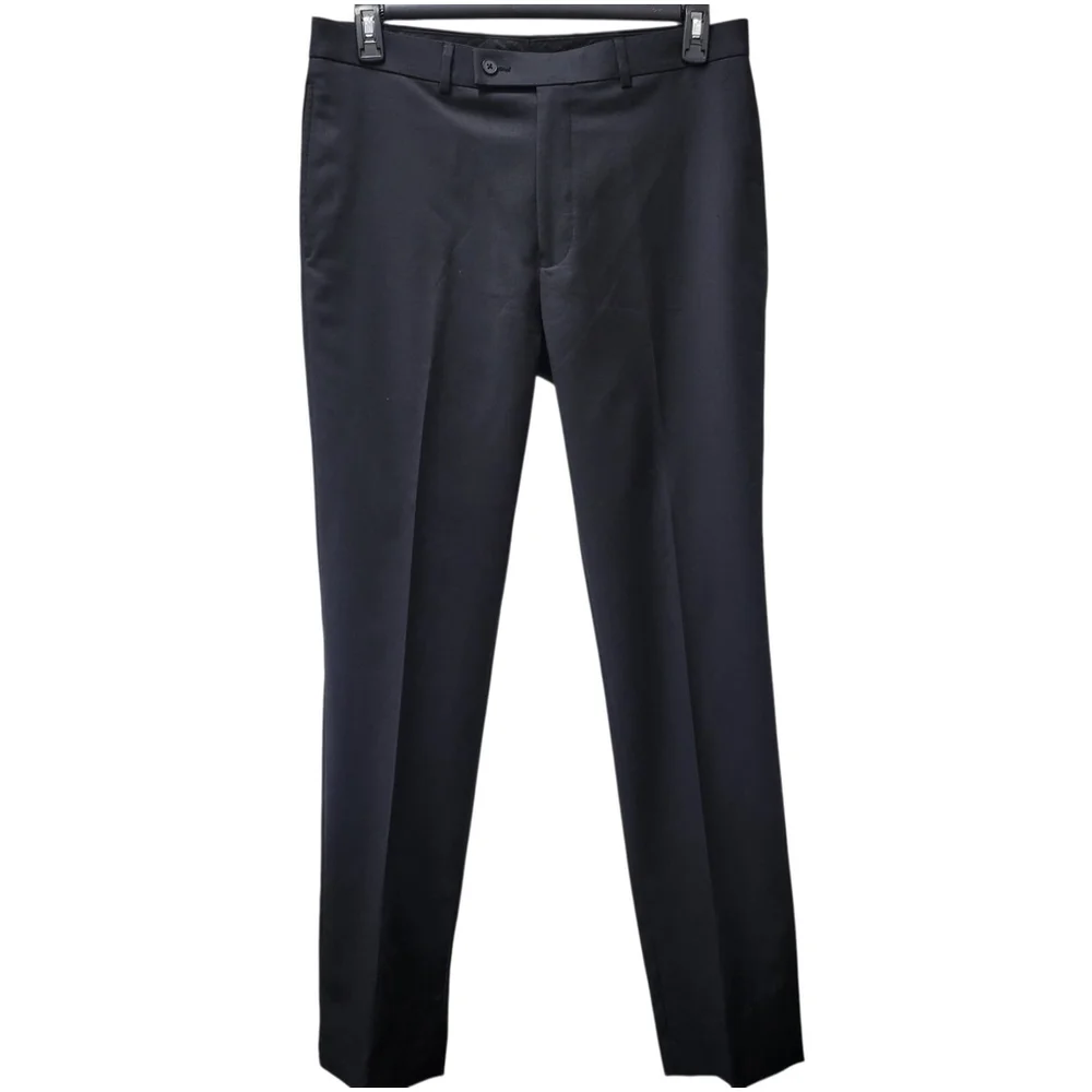 Calvin Klein Men's Slim-Fit Black Flat Front Dress Pants Size 34/32 Excellent...